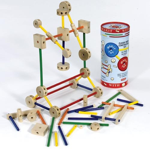 Schylling MKT Super Makit Classic Wood Construction Toy