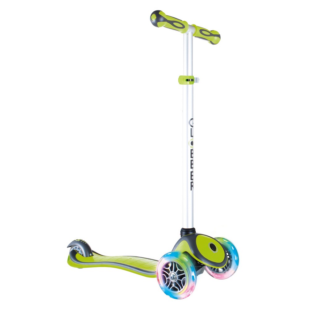 Globber 3 Wheel Adjustable Height Scooter with Led Light Up Wheels - Green