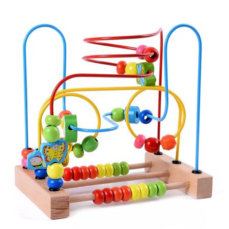 Lewo Wooden Baby Toddler Toys Circle First Bead Maze for Boys Girls