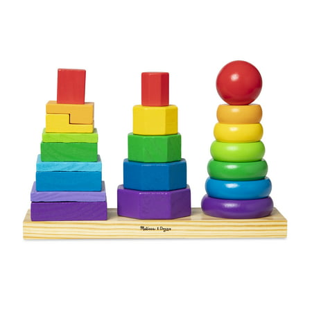 Melissa & Doug Geometric Stacker - Wooden Educational Toy