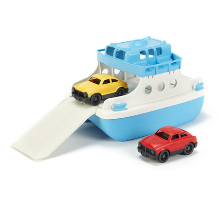 Green Toys Ferry Boat with Mini Play Vehicle Car Bath Toys 100% Recycled Plastic