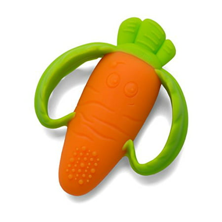 Infantino Lil Nibble Teethers Carrot - Silicone Soft-Textured teether for Sensory Exploration and Teething Relief with Easy to Hold Handles