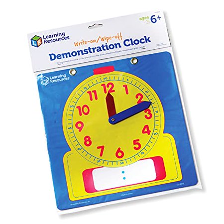 Learning Resources Write & Wipe Demonstration Clock - 1 Piece Ages 6+ Paper Clocks for Teaching First Grade Learning Games Teaching Time Essentials Homeschool Supplies Classroom Supplies