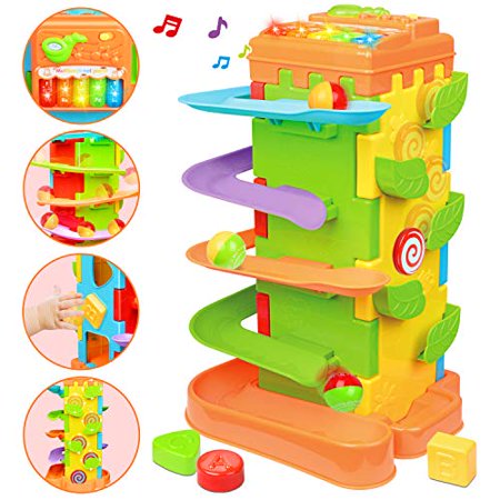 LUKAT Activity Cube Musical Toddlers Toys 4 in 1 Piano Toy Keyboard for Toddlers Preschool Educational Toys for 1 2 3 4 5 Years Old Girls Boys Kids Language Learning & Music Modes Best Gift I