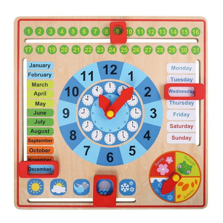 Pidoko Kids All About Today Calendar Board - My First Clock - PreSchool Educational & Learning Wooden Toy | Montessori Graduation Gifts For Toddlers Boys and Girls 3 Year Olds +