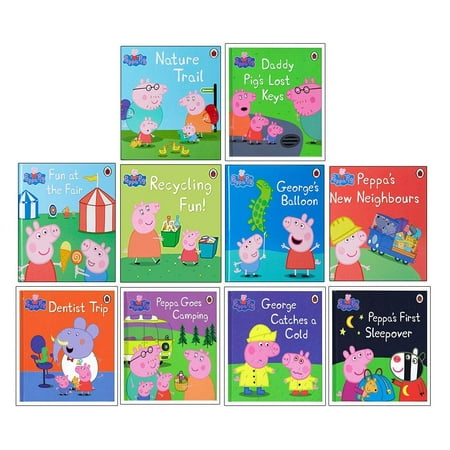 Peppa Pig Ladybird 10 Books Collection Set (Dentist Trip Fun at the Fair Georges Balloon Nature Trail Goes Camping and More)