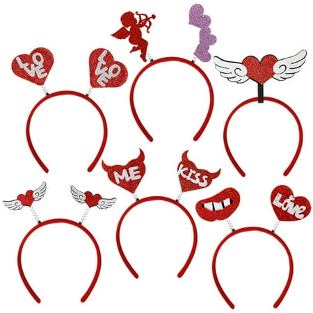 6 Pcs Valentine s Day Headband European American Heart-shaped Party Supplies Valentines